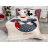 Lenjerie pat dublu,  FINET, 6 piese, IDENTICA CU POZA, Crem-Multicolor, Minnie&Mickey, inimioare, buline [10]
