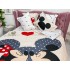 Lenjerie pat dublu,  FINET, 6 piese, IDENTICA CU POZA, Crem-Multicolor, Minnie&Mickey, inimioare, buline [9]