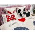 Lenjerie pat dublu,  FINET, 6 piese, IDENTICA CU POZA, Crem-Multicolor, Minnie&Mickey, inimioare, buline [5]