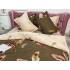 Lenjerie pat dublu, BUMBAC FINET, 6 piese, CU ELASTIC, Maro-Bej, pene [8]