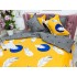 Lenjerie pat dublu, BUMBAC FINET, 6 piese, CU ELASTIC, Galben-Multicolor, pene [8]