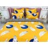 Lenjerie pat dublu, BUMBAC FINET, 6 piese, CU ELASTIC, Galben-Multicolor, pene [3]