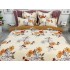 Lenjerie pat dublu, BUMBAC FINET, 6 piese, CU ELASTIC, Bej-Multicolor, flori [3]