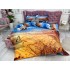 Lenjerie pat dublu, Ralex Pucioasa, Bumbac Satinat, 4 piese, 3D Digital Print, Galben-Albastru, peisaj [8]