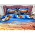 Lenjerie pat dublu, Ralex Pucioasa, Bumbac Satinat, 4 piese, 3D Digital Print, Galben-Albastru, peisaj [3]