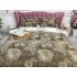 Lenjerie pat dublu, Pucioasa Romania, 4 piese, Bumbac Satinat Superior, Maro, flori [3]