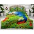 Lenjerie pat dublu, Ralex Pucioasa, Bumbac Satinat, 4 piese, 3D Digital Print, Verde-Multicolor, paun  [3]