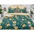Lenjerie pat dublu, Ralex Pucioasa,  Finet, 6 piese, Verde-Bej, flori [3]