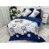 Lenjerie pat dublu, Ralex Pucioasa, Bumbac Finet, 6 piese, Alb-Bleumarin, cercuri [10]