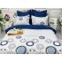 Lenjerie pat dublu, Ralex Pucioasa, Bumbac Finet, 6 piese, Alb-Bleumarin, cercuri [3]