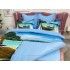 Lenjerie pat dublu, Ralex Pucioasa, 6 piese, Bumbac Finet, imprimeu 3D, IDENTIC CU POZA, Bleu, peisaj [7]
