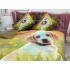 Lenjerie pat dublu, Ralex Pucioasa, 6 piese, Bumbac Finet, imprimeu 3D, IDENTIC CU POZA, Verde, catel [8]