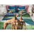 Lenjerie pat dublu, Ralex Pucioasa, 6 piese, Bumbac Finet, imprimeu 3D, IDENTIC CU POZA, Verde, girafe [3]