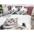 Lenjerie pat dublu, Ralex Pucioasa, 6 piese, Bumbac Finet, imprimeu 3D, IDENTIC CU POZA, Gri, pisica [8]