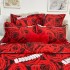 Lenjerie pat dublu, Ralex Pucioasa,  Finet, 6 piese, cu elastic, Rosu, flori, trandafiri [3]