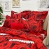 Lenjerie pat dublu, Ralex Pucioasa,  Finet, 6 piese, cu elastic, Rosu, flori, trandafiri [4]