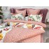 Lenjerie pat dublu, Ralex Pucioasa,  Finet, 6 piese, Alb-Roz, flori, frunze [7]