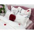 Lenjerie pat dublu, Ralex Pucioasa,  Finet, 6 piese, Alb-Rosu, inimioare, turnul Eiffel [6]
