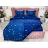 Lenjerie pat dublu cu doua feţe, bumbac satinat, 4 piese,  Bleumarin, stelute [8]