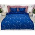 Lenjerie pat dublu cu doua feţe, bumbac satinat, 4 piese,  Bleumarin, stelute [3]