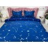 Lenjerie pat dublu cu doua feţe, bumbac satinat, 4 piese,  Bleumarin, stelute [4]