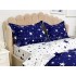 Lenjerie pat dublu, bumbac satinat,  cu elastic, Albastru, stelute [5]