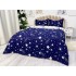 Lenjerie pat dublu, bumbac satinat,  cu elastic, Albastru, stelute [8]