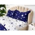 Lenjerie pat dublu, bumbac satinat,  cu elastic, Albastru, stelute [6]