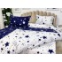 Lenjerie pat dublu cu doua feţe, bumbac satinat, 4 piese,  Albastru, stelute [8]