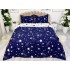 Lenjerie pat dublu, bumbac satinat,  cu elastic, Albastru, stelute [2]