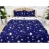 Lenjerie pat dublu, bumbac satinat,  cu elastic, Albastru, stelute [3]