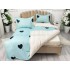 Lenjerie pat dublu cu doua feţe, bumbac satinat, 4 piese,  Bleu, inimioare [6]