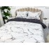Lenjerie pat dublu cu doua feţe, bumbac satinat, 4 piese,  Gri, marmura [8]