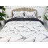 Lenjerie pat dublu cu doua feţe, bumbac satinat, 4 piese,  Gri, marmura [4]