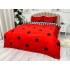 Lenjerie pat dublu cu doua feţe, bumbac satinat, 4 piese,  Rosu, stelute [8]