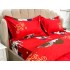 Lenjerie pat dublu cu doua feţe, bumbac satinat, 4 piese,  Rosu, indragostiti [5]