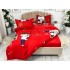 Lenjerie pat dublu cu doua feţe, bumbac satinat, 4 piese,  Rosu, indragostiti [9]
