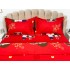 Lenjerie pat dublu cu doua feţe, bumbac satinat, 4 piese,  Rosu, indragostiti [4]