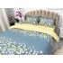 Lenjerie pat dublu cu doua feţe, bumbac satinat, 4 piese,  Albastru, floricele [8]