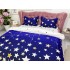Lenjerie pat dublu cu doua feţe, bumbac satinat, 4 piese,  Bleumarin, stelute [8]