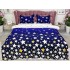 Lenjerie pat dublu cu doua feţe, bumbac satinat, 4 piese,  Bleumarin, stelute [2]