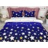Lenjerie pat dublu cu doua feţe, bumbac satinat, 4 piese,  Bleumarin, stelute [3]