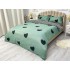 Lenjerie pat dublu, bumbac satinat,  cu elastic, Verde, inimioare [8]