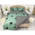 Lenjerie pat dublu, bumbac satinat,  cu elastic, Verde, inimioare [7]