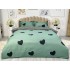 Lenjerie pat dublu cu doua feţe, bumbac satinat, 4 piese,  Verde, inimioare [2]