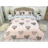 Lenjerie pat dublu, bumbac satinat,  cu elastic, Roz, inimioare [2]
