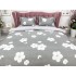 Lenjerie pat dublu cu doua feţe, bumbac satinat, 4 piese,  Gri, flori [3]