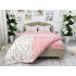 Lenjerie pat dublu cu doua feţe, bumbac satinat, 4 piese,  Roz, flori [7]