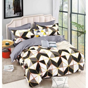 Lenjerie pat dublu, FINET, 6 piese, Gri-Crem, forme geometrice Lenjerie pat dublu, FINET, 6 piese, Gri-Crem, forme geometrice