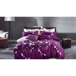 Lenjerie pat dublu, FINET, 6 piese, Mov, flori Lenjerie pat dublu, FINET, 6 piese, Mov, flori